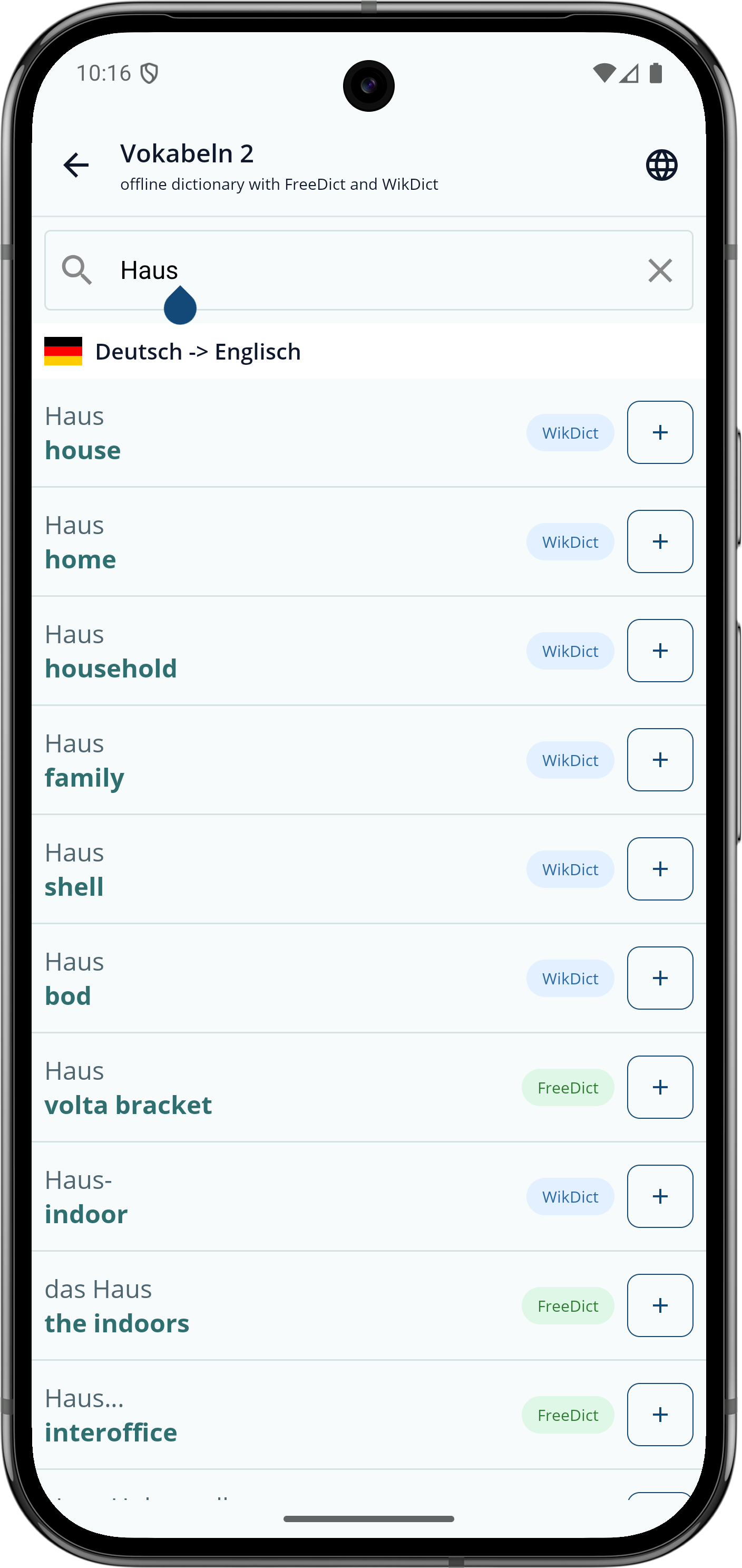 VokabelWunder dictionary screenshot