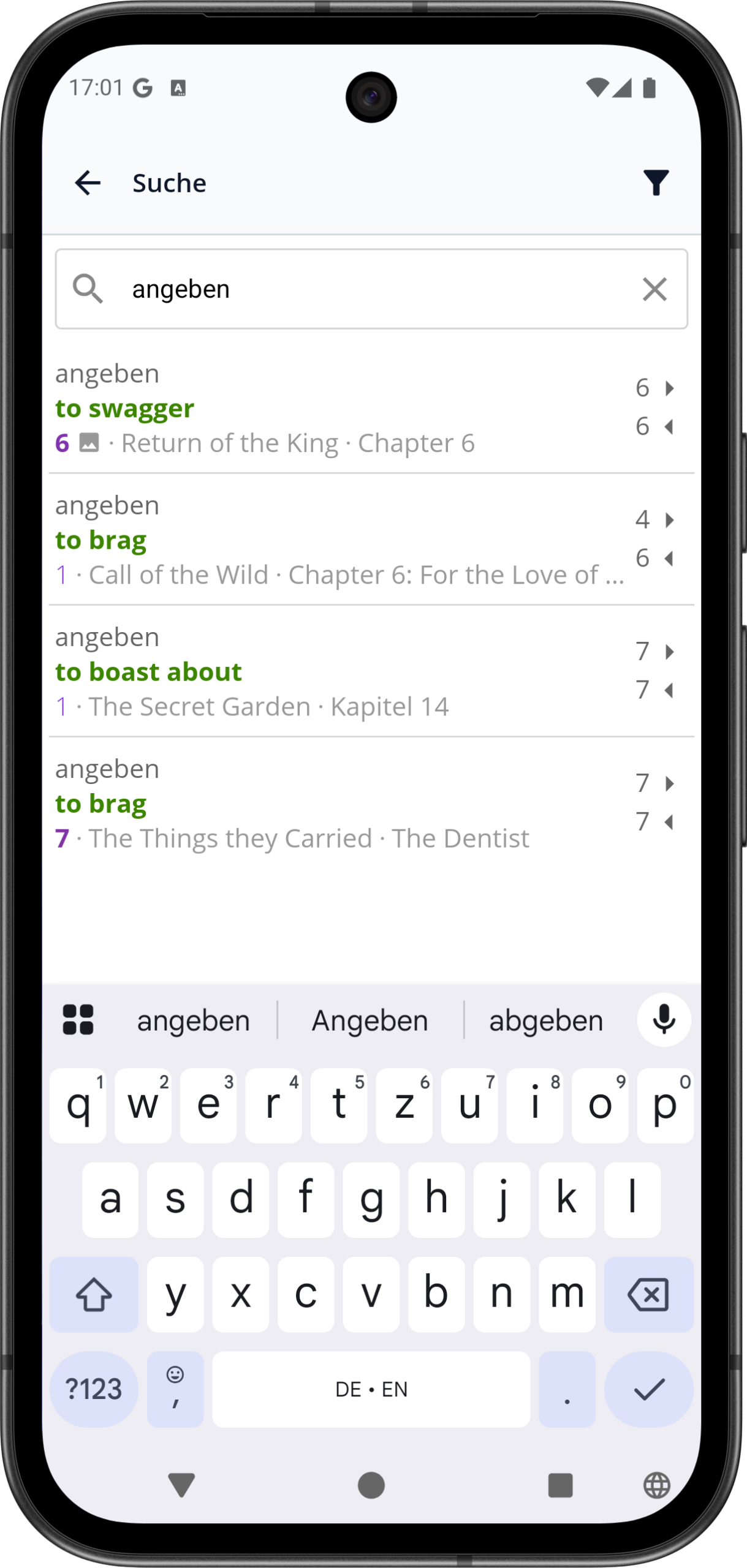 VokabelWunder search screenshot
